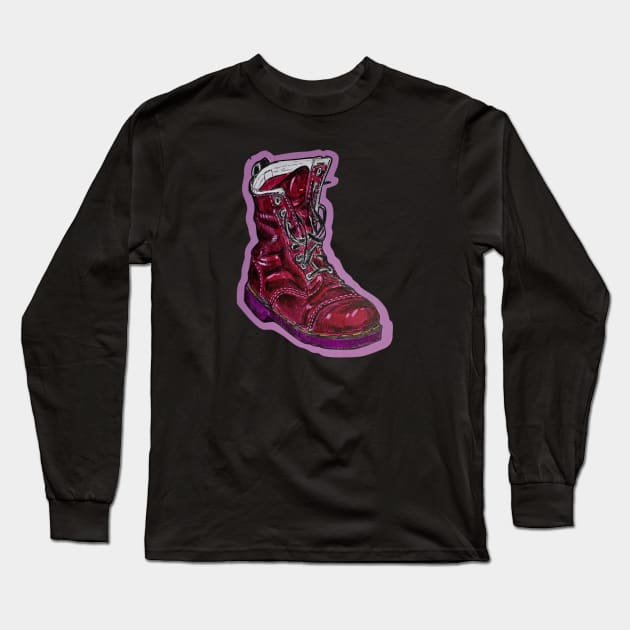 Red Pop Boot by Jason Hancock Long Sleeve T-Shirt by Octo30